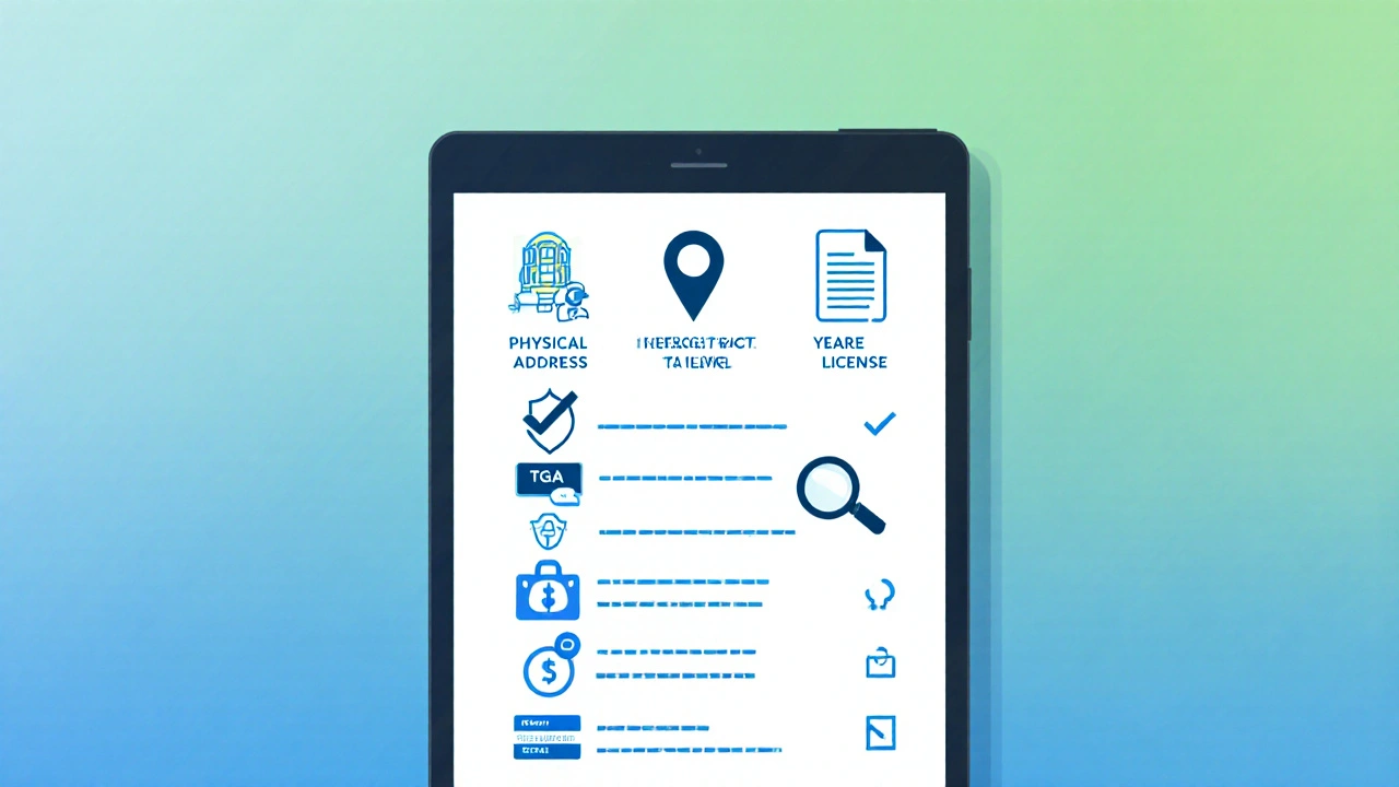 Digital checklist icons illustrating steps to verify an online pharmacy's legitimacy.